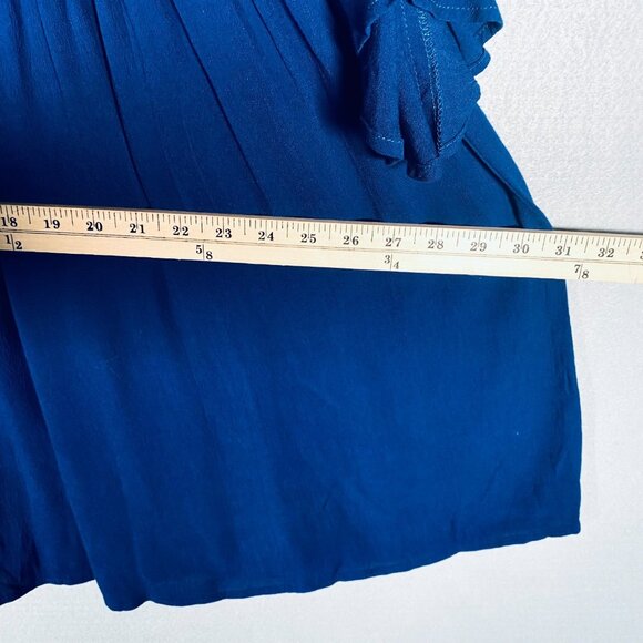 Umgee Dress Womens M Blue Velvet Floral Embroidered Smocked Mini - Picture 9 of 12